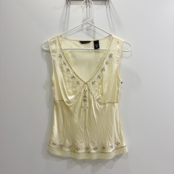 New York & Company Tops - New York & Company Cream silk Embroidered Blouse